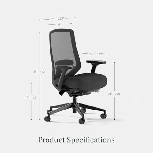 Branch Ergonomic Chair Pro - Mesh Office Chair with 14 Points of Adjustment - Height, Depth & Tilt Adjustable - 5D Armrests - Forward Tilt, Smooth Recline, and Lumbar Support - Black
