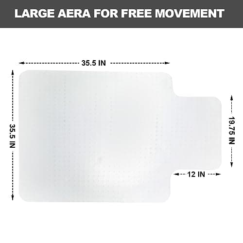 Chair Mat for Carpet- Low Pile (1/4" Thick) Carpet Protector for Office Gaming Computer Desk Chair. Heavy Duty Desk Chair Mat for Carpeted Floors, Semi Transparent