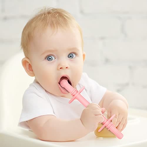 Fu Store Hollow Teether Tube 5PCS Chew Straw Toy for Infant Toddlers Silicone Tubes Teething Toys for Babies 3-12 Months BPA Free/Freezable/Dishwasher and Refrigerator Safe