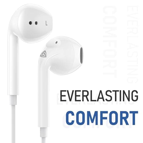 LUDOS ZENITH Wired Earbuds in-Ear Headphones, 2 Years Warranty, Earphones with Microphone, Corded for 3.5mm Jack Ear Buds for iPhone, Samsung, Computer, Laptop, Kids, School Students, Women, Small Ear
