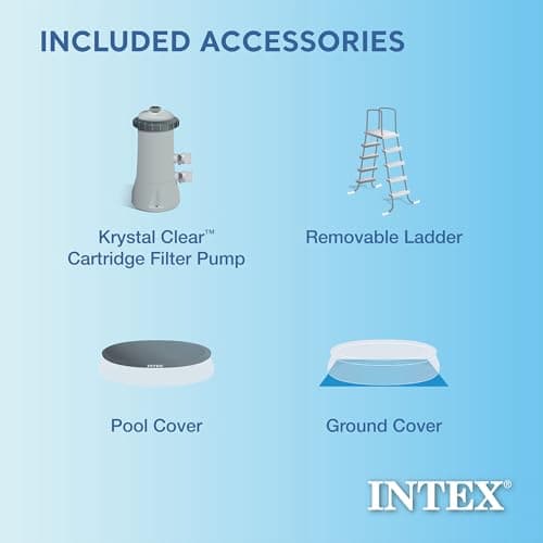 Intex Easy Set 18 Foot by 48 Inch Round Inflatable Above Ground Swimming Pool with Filter Pump, Ladder, Pool Cover, and 6 Pack Filter Cartridges, Blue