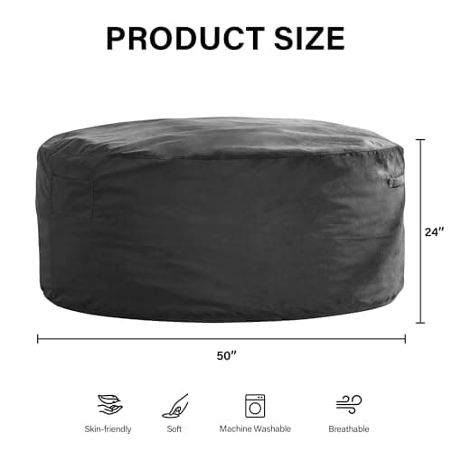 fond + found 5FT Bean Bag Chair for Adults - Giant Memory Foam Bean Bag with Removable Washable Cover, Large Comfy Bean Bag Chair with Handle & Side Pocket for Living Room, Bedroom, Gaming