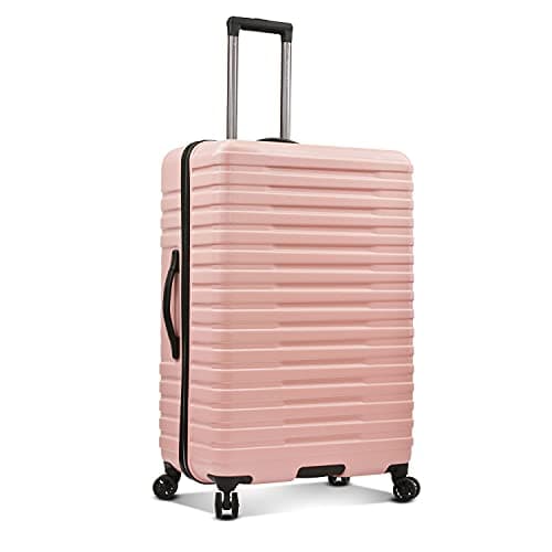 U.S. Traveler Boren Hardside Spinner Luggage With Aluminum Handle, Pink, Checked-Large 30-Inch