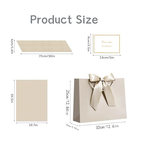 JMANNI Gift Bag, 1PCS Gift Bags Large with Ribbon and 1 Greeting Cards 2 Tissue Paper, Portable Paper Gift Bag with Handles, Birthday Gift Bags,Present Bags for Wedding Party Mothers Day