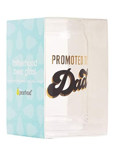 Pearhead Promoted to Dad Beer Glass for Dads to Be, Father's Day, Grandpa Gift, New Dads or Father’s Day, Fatherhood Pint Glass, Bar Accessory, Novelty Dad Accessory, 16oz