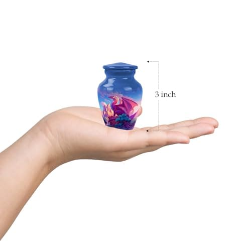 YATHABHSIA Dragon Cremated Reamins Urns, Burial Urns for Adult Human Ashes, Decorative for Funeral & Burial, Memorial Gift, 3 Inch Mini Urn, Blue B0F8QQQZJL