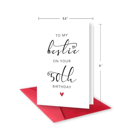 Bestie 50th Birthday Card, 50th Birthday Card for Her Women Best Friend, 50th Birthday Gifts for Sister Female Friend, To My Bestie On Your 50th Birthday