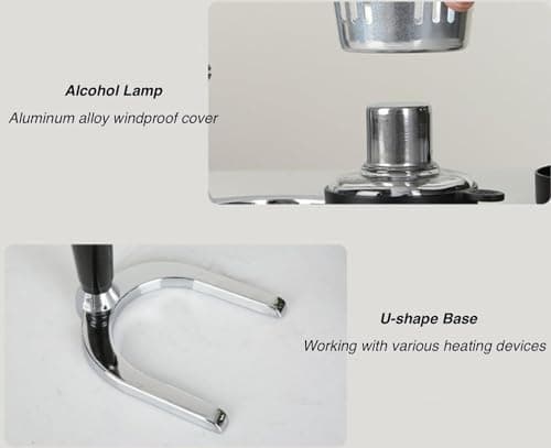 Generic 5-Cup Siphon Coffee Maker, BS Glass Syphon Coffee Pot, Vacuum Coffee Maker, Retro Vintage Siphon Coffee Brewer 600ml Capacity with Stainless Steel Bracket Base, Clear, HWN853