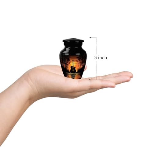 Guitar Urns for Human Ashes - Music Lover Cremation Keepsake Urns for Human Ashes Male & Female - Musical Instrument Burial Urn for Women & Men - Memorial Gift for Father - Small - 3 Inch B0H75NTJX2