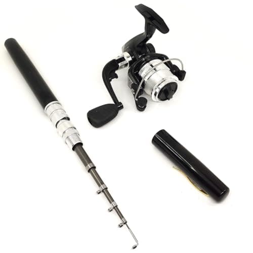 Portable Small Pen Fishing Rod And Spinning Reel Combo, 38inches Pocket Mini Fishing Kit Telescopic Fishing Pole For River Lake Reservoirs Ice And So On (Fishing Rod and Reel Combos)