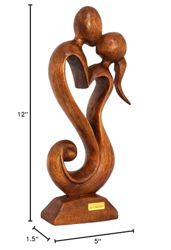 G6 COLLECTION 12" Wooden Handmade Abstract Sculpture Statue Handcrafted - Eternal Love - Gift Art Decorative Home Decor Figurine Accent Decoration Artwork Hand Carved