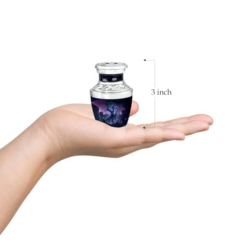 Blue Cremation Urns, Mini Urn, Burial Urn for Men Ashes, Urn for Women Dragon Urn, 3 Inch Memorial Urn for MoM, Small Funeral Urns for Human Ashes B0FFZCN1G6