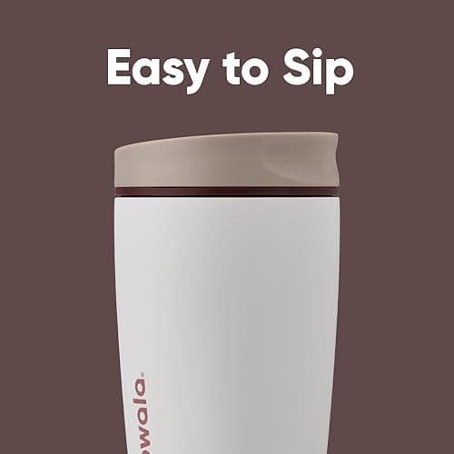 Owala SmoothSip Slider Insulated Stainless Steel Coffee Tumbler, Reusable Iced Coffee Cup, Hot Coffee Travel Mug, BPA Free 12 oz, Vanilla Bean B0DF472VMZ