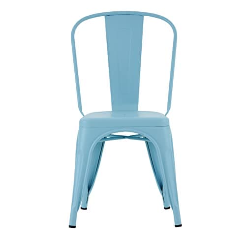 Nazhura Metal Dining Chair Farmhouse Tolix Style for Kitchen Dining Room Café Restaurant Bistro Patio, 18 Inch, Stackable, Waterproof Indoor/Outdoor (Sets of 4) (Blue)