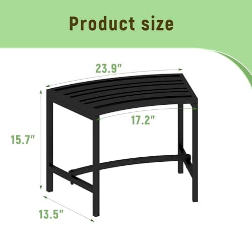 Timechee Metal Outdoor Curved Fire Pit Bench Set of 4, Fire Pit Seating Waterproof, Steel Backless Outside Tree Bench for Garden,Patio,Porch,Backyard,Heavy Duty Plant Holder, Style 3, Black