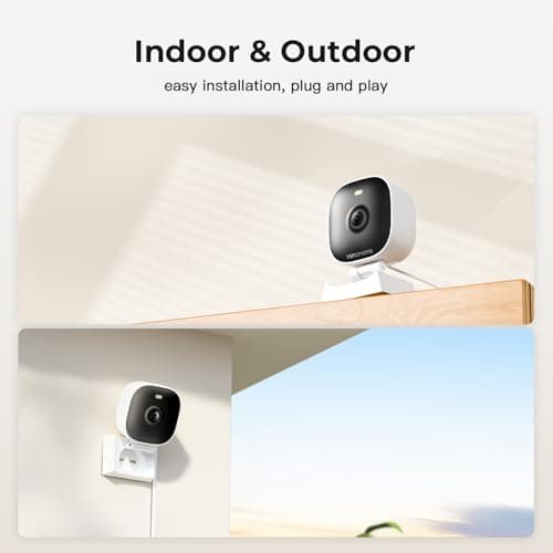 2K Cameras for Home Security,Indoor/Outdoor for Baby/Elder/Pet Monitoring with Phone app,Wired Plug&Play,Color Night Vision,2-Way Audio & 24/7 Recording,Support 128G Card ( Not Included),2-Pack