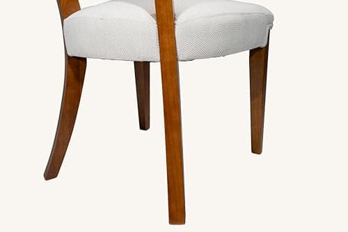 OVENTA Modern Armless Dining Chairs Set of 4, Mid-Century Contemporary Side Chairs with Solid Rubber Wood Legs, Beige Upholstered Fabric Accent Chairs for Dining Room, Kitchen, Living Room