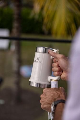 STANLEY Classic Bottle Opener Beer Stein 24 oz | Flip Up Lid and Heavy Duty Handle with Built In Bottle Opener | Insulated Stainless Steel Beer Mug | BPA-Free