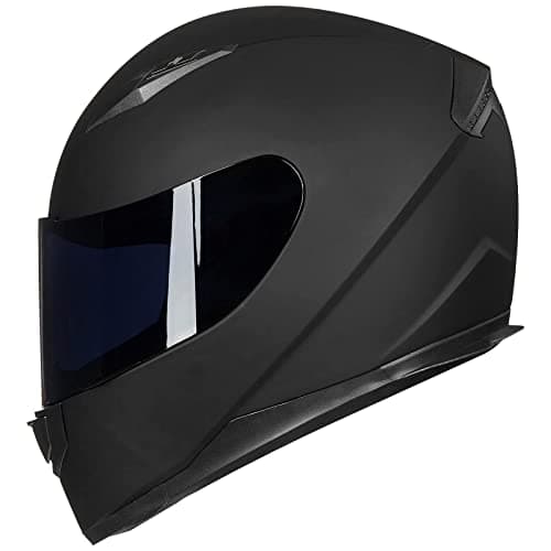 ILM Full Face Motorcycle Street Bike Helmet with Removable Winter Neck Scarf + 2 Visors DOT Model ILM-313 (L, Matte Black)
