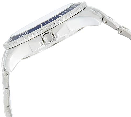 Accutime MEN'S SILVERTONE BRACELET WATCH WITH BLUE DIAL