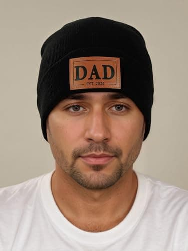 Men Gifts Worlds Best Dad Uncle Husband Leather Beanie Hat from Daughter Niece Christmas Stocking Stuffers Birthday Gifts