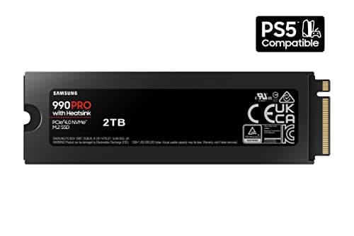 SAMSUNG 990 PRO w/ Heatsink SSD 2TB, PCIe Gen4 M.2 2280 Internal Solid State Hard Drive, Seq. Read Speeds Up To 7,450MB/s for High End Computing, Workstations, Compatible w/ PlayStation 5, MZ-V9P2T0CW
