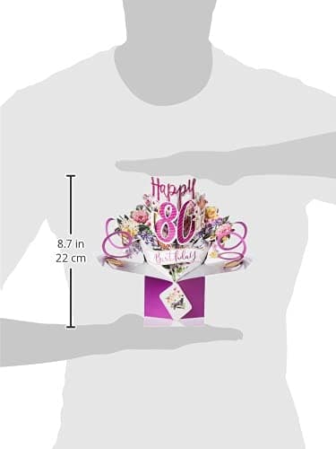 Happy 80th Birthday Pop-Up Greeting Card Original Second Nature 3D Pop Up Cards