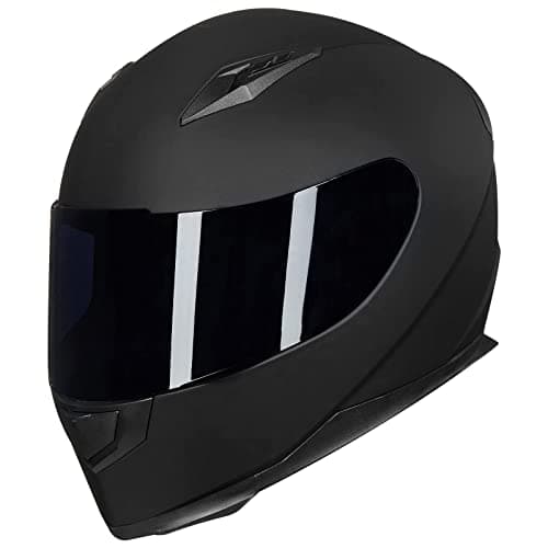 ILM Full Face Motorcycle Street Bike Helmet with Removable Winter Neck Scarf + 2 Visors DOT Model ILM-313 (L, Matte Black)