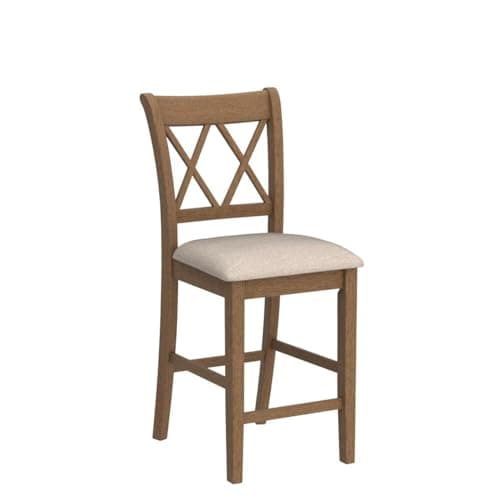 Windvale Fabric Upholstered Counter Height Dining Chairs, Set of 2, Cottage Oak
