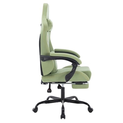 Gaming Chair with Footrest Ergonomic Computer Chair Massage Lumbar Cushion, Racing Video Game Chair Adjustable Rocker Recliner Executive Office Desk Chair Fabric for Adults