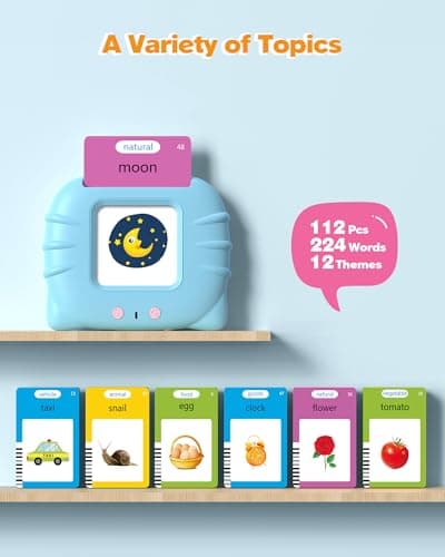 Montessori Language Learning Toys with 224 Words, Pocket Speech Therapy Toys, Sensory Learning Kit, Educational Toys for Kids Airbition Talking Flash Cards for Toddlers Ages 1‑4,224 Words English Blue B0CRYJB6GK