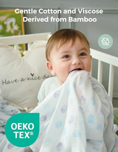 Breathable & Skin-Friendly 2-Layer Gauze Receiving Blankets, Swaddle Blanket for Baby Shower Gifts & Baby Registry Essentials Momcozy Muslin Swaddle Blankets, 3-Pack, Large 47"x47" Cuddle Buddies B0DRD4T9VZ