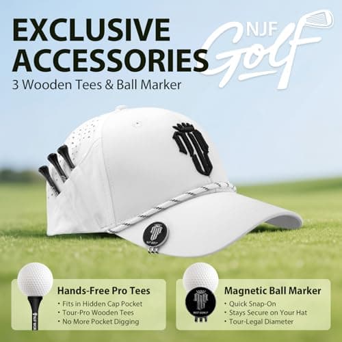 NJF Golf™ Adjustable Golf Cap for Women – Breathable Hat with Magnetic Ball Marker & Tee Holders, Lightweight Golf Hat