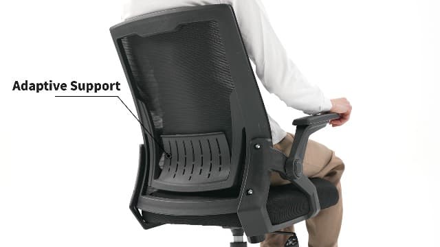 COMHOMA Office Chair with Flip-up Armrests Ergonomic Computer Desk Chair with Adaptive Lumbar Support & Breathable Mesh, Black
