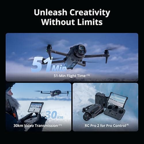 DJI Mavic 4 Pro Triple Camera Flagship Drone Creator Combo (DJI RC Pro 2), 512GB Onboard Storage, 100MP Hasselblad Camera, 6K HDR Video, 0.1-Lux Nightscape, Obstacle Sensing Bundle with Deco Gear Kit