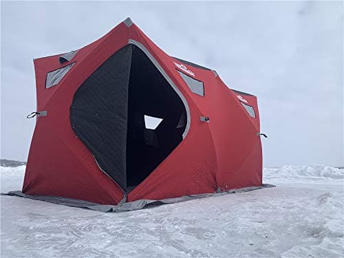 THUNDERBAY Ice Cube Series Pop-Up Hub-Style Ice Fishing Shelter, 68-112 Square Feet of Fishable Area, Portable 6-8 Person Ice Shanty
