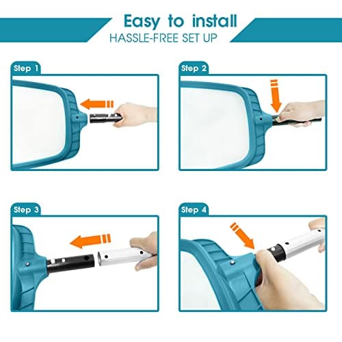 POOLWHALE Professional Pool Skimmer Net,Fine Mesh Net Bag,Heavy Duty Swimming Leaf Skimmer Cleaning Tool - Fast Cleaning,Debris Pickup Removal- Fits Standard Swimming Pool Poles(No Pole)