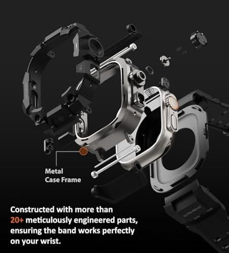 ULTIMAL Rugged Case with Band for Apple Watch 49mm,Compatible with Apple Watch Ultra 3/2/1, Military Grade Shockproof Bumper Cover for iWatch Tactical Band Men (Black, 49mm)