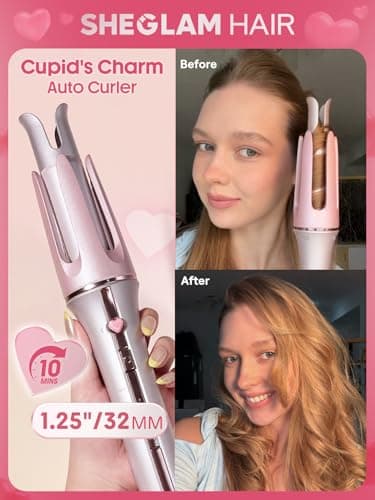 SHEGLAM Automatic Curling Iron (Pink, 1.25 inch) B0G2C48SRB