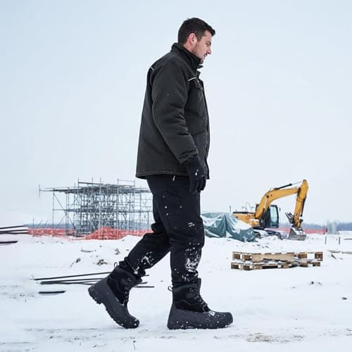 Furuian Insulated Winter Snow Steel Toe Work Boots for Men Waterproof Non Slip Duck Boots for Men Warm Safety Industrial Work Shoes