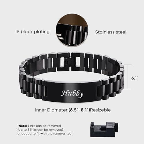 VNOX Elgant Link Bracelets Father Day Christmas Birthday Valentines Personalized Gift for Dad Husband Grandpa Boyfriend Masculine Watch Band Stainless Steel Bracelet Gift for Dad Grandpa Husband B0D8BD71RQ