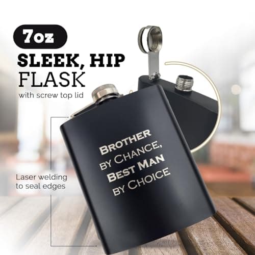 Best Man Gifts from Groom, Will You Be My Best Man Proposal, Gift for Brother on Wedding Day, Engraved Hip Flask, Brother by Chance Flask B0F5YF16F6