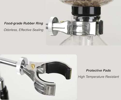 Generic 5-Cup Siphon Coffee Maker, BS Glass Syphon Coffee Pot, Vacuum Coffee Maker, Retro Vintage Siphon Coffee Brewer 600ml Capacity with Stainless Steel Bracket Base, Clear, HWN853