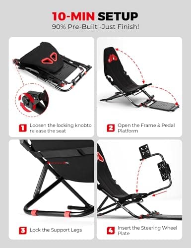 RACGTING Racing Simulator Cockpit for G920 G29 G923, Foldable Racing Simulator for Thrustmaster T248X T248 T300 T150 458 TX Xbox PS5 PS4 PC (Black)