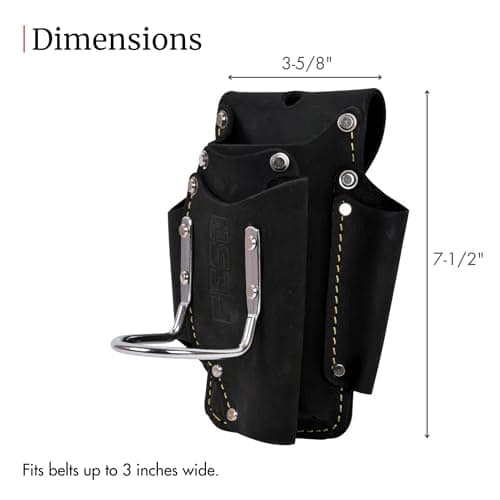FESA Small Leather Tool Pouch - 5-in-1 Heavy Top Grain Leather Small Tool Pouch with a Steel Hammer Loop, 4 Pockets & Reinforced Heavy Duty Rivets - Fits Belts up to 3" - Handcrafted