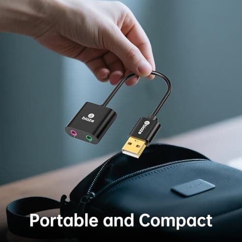 USB to 3.5mm Jack Audio Adapter External Sound Card with 3.5mm Headphone and Microphone TRS Jack to USB Compatible with Windows, Laptops, Desktops Windows, MAC, Linux, PC, PS5, PS4