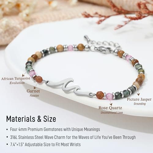 TONY & SANDY Friend Gifts for Women, Unique Birthday Gifts for Women, Sister Gift from Sister, Wave Bracelet, Christmas Stocking Stuffers for Woman Female, Bestie Friendship Bracelets B0FLY2BQWX
