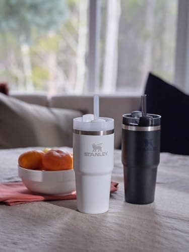 Straw and 3-Position Lid | Cup Holder Compatible for Travel | Insulated Stainless Steel Cup | BPA-Free STANLEY Quencher H2.0 Flow State Tumbler, 14 oz, Stone B0CP9YR13X