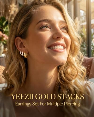 Hypoallergenic Small Hoop Earrings, Lightweight Comfortable Huggies, Non Tarnish, Multiple Piercing Set, Great Gift for Women 9 Pairs Gold Huggie Hoop Earrings for Women, 14K Gold Plated Stackable Set B0GKFRTLQ8