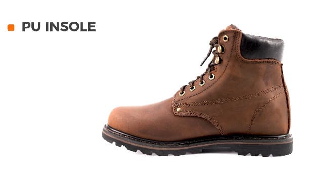 Work Boots for Men Soft Toe – 6inch Leather Boots for Construction Rubber Sole Working botas de trabajo para hombre, “Tank” Workboots